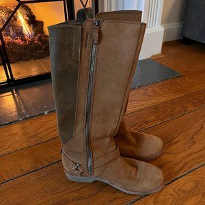 Waterproof Teva brand light brown tall boots, size 8
